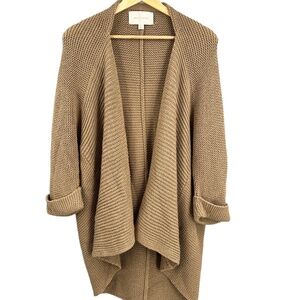 Brochu Walker Alpaca Wool Blend Open Front Draped‎ Cardigan Sweater Brown OS